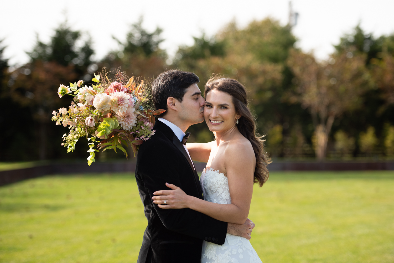 Bride and Groom, Intimate Autumn wedding in Watermill NY, planned by In Any Event NY